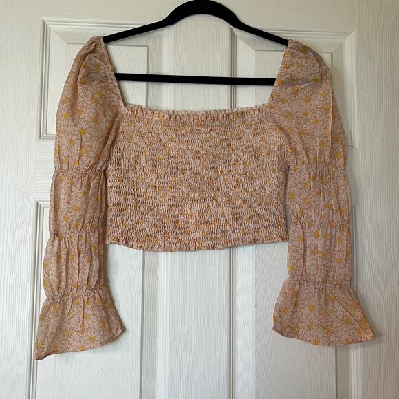 Storia Pink and Yellow Floral Crop Top Small - Picture 1 of 5
